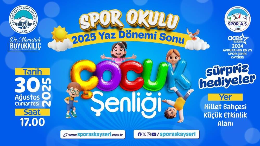2025 Spor Okulları Yaz Sonu Çocuk Şenliği Düzenlenecek