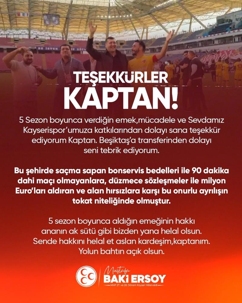 Baki Ersoy: “Teşekkürler kaptan”