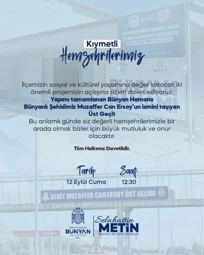 Bünyan’da iki önemli proje halkın hizmetine sunuluyor