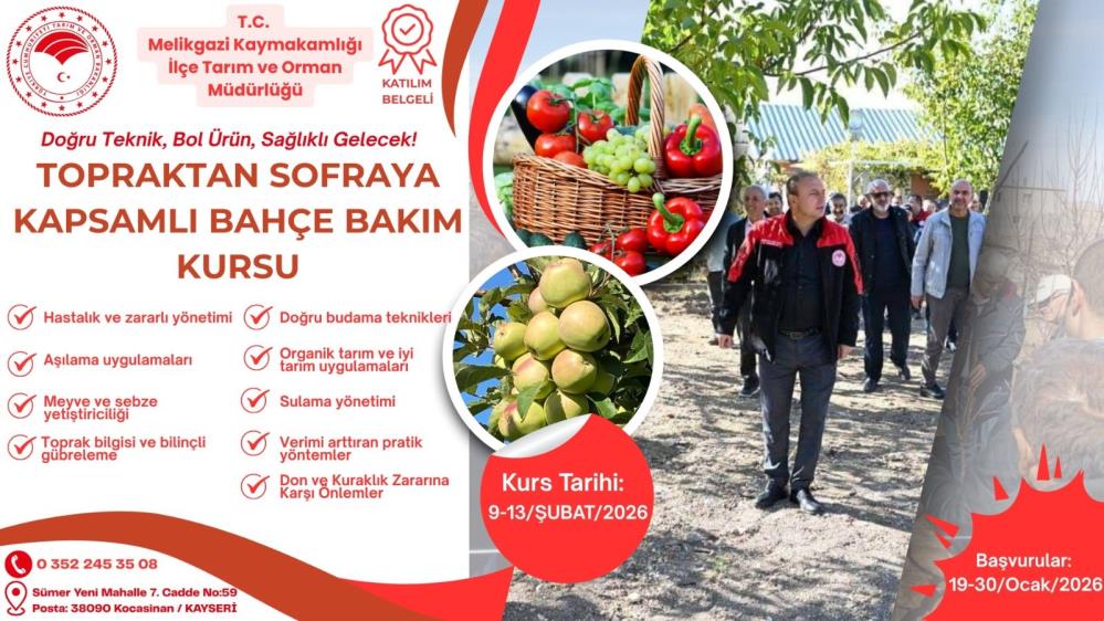 ‘Topraktan Sofraya Kapsamlı Bahçe Bakım Kursu’ için başvurular başladı