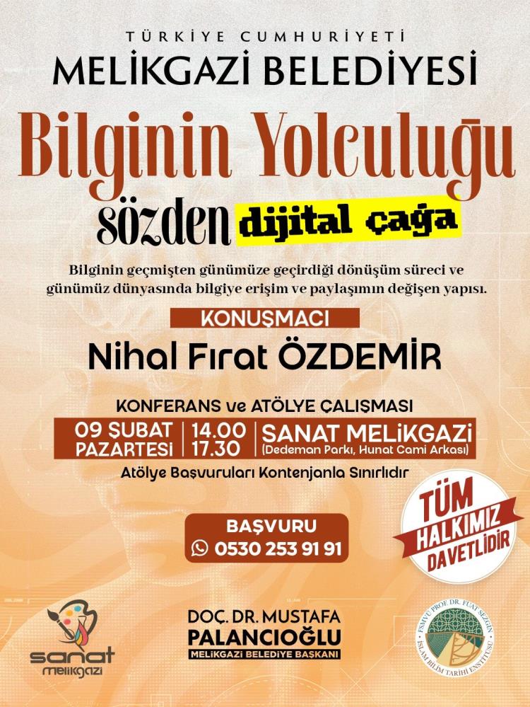 Sanat Melikgazi’de konferans ve atölye bir arada yapılacak