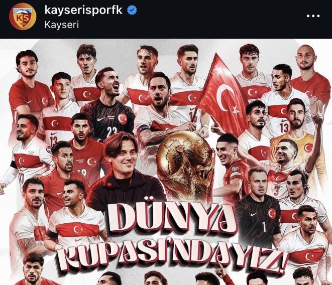 Kayserispor’dan Milli tebrik