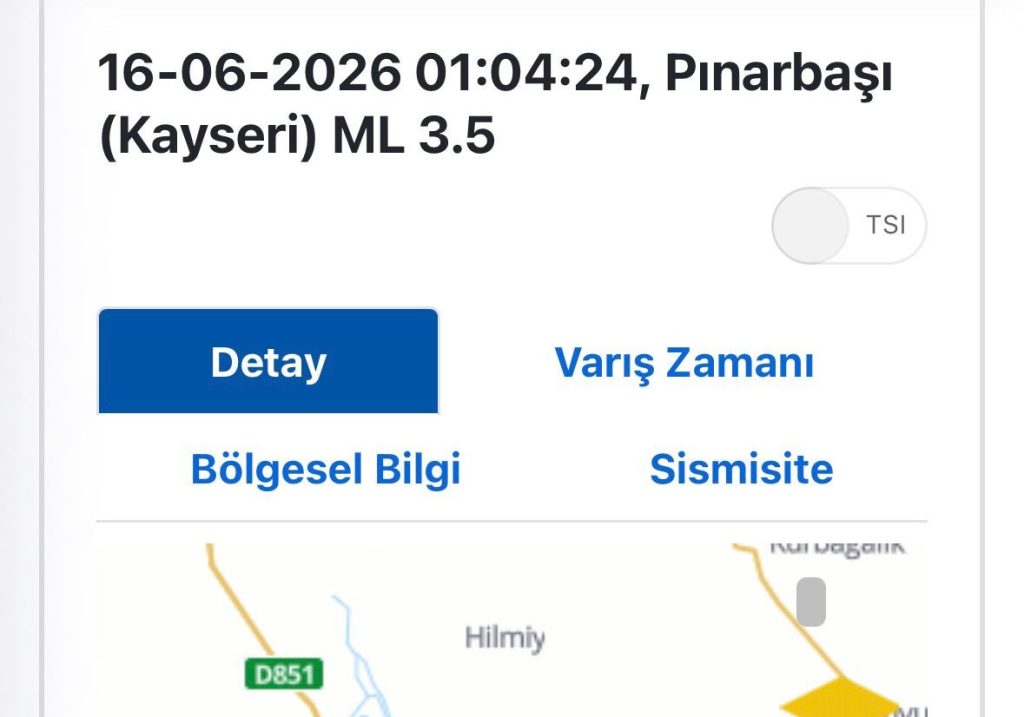 Pınarbaşı ilçesinde 1 dakika arayla 2 deprem