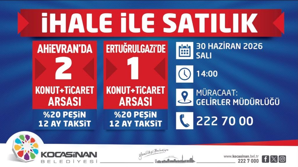 Kocasinan Belediyesi’nden 3 Konut ve Ticaret Arsası İçin İhale Duyurusu