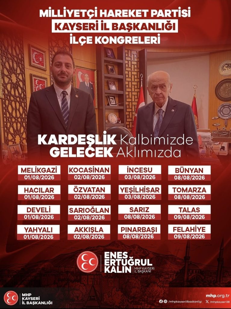 MHP Kayseri’de ilçe kongre takvimi açıklandı