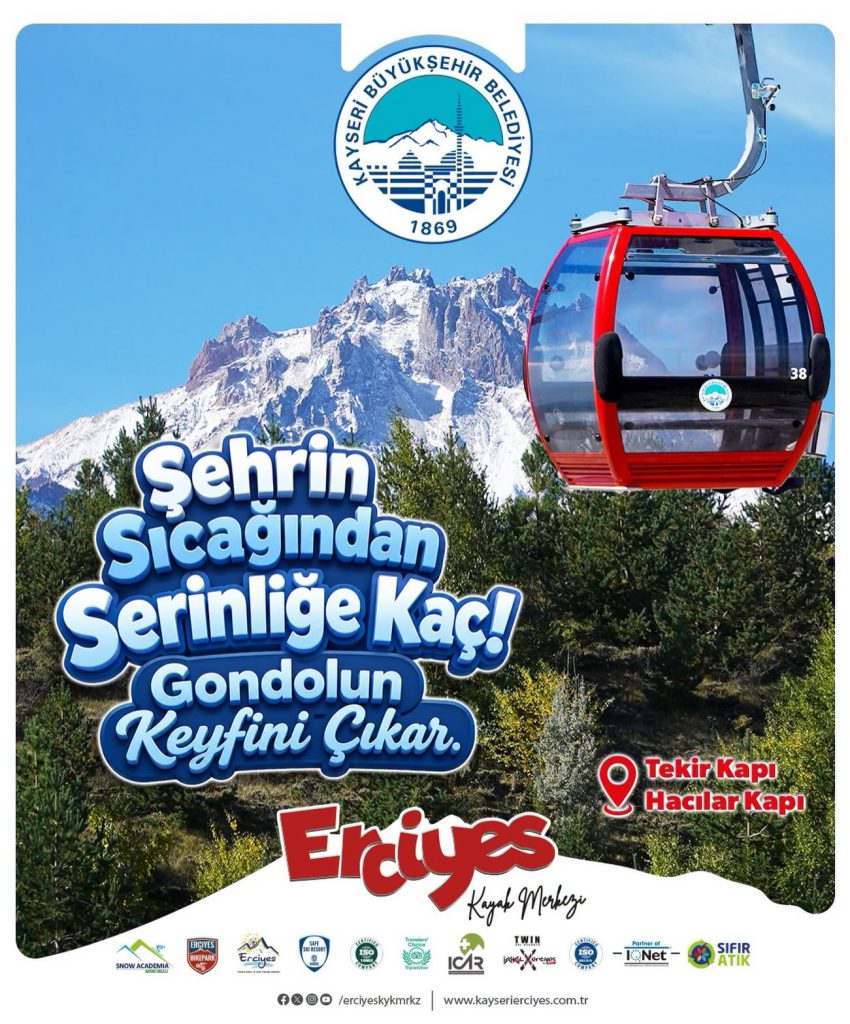 Erciyes’te gondol teleferikler yaz sezonunda da hizmette