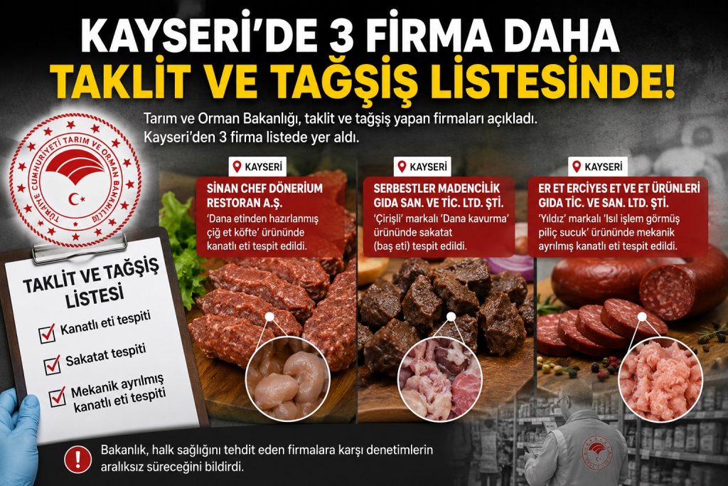 Kayseri’de 3 firma daha taklit ve tağşiş listesinde